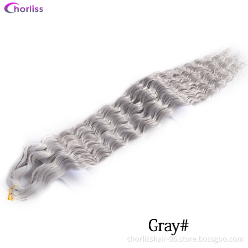 Wholesale Ombre 30 Inch Soft Water Wave Crochet Hair Attachment for Braids Long Deep Wave Synthetic Braiding Hair Extensions